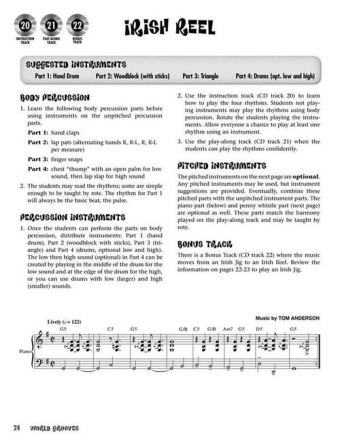 World Grooves (+CD) for classroom percussion instruments/body percussion/Orff instruments score (with PDF files of music parts)