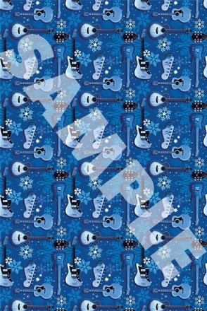 Wrapping Paper - Blue Guitars & Snowflakes Theme Geschenkpapier