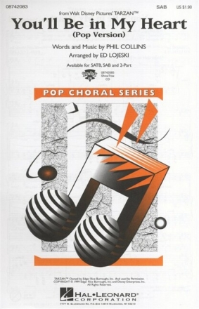 You'll be in my Heart for mixed chorus (SAB) and piano score