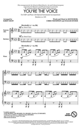 You're the Voice for mixed choir (SAB) and piano choral score