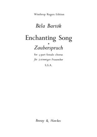 Zauberspruch f�r Frauenchor (SSA) a cappella Chorpartitur
