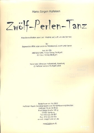 Zw�lf-Perlen-Tanz f�r Blockfl�te (oder anderes Melodieinstrument) und Klavier