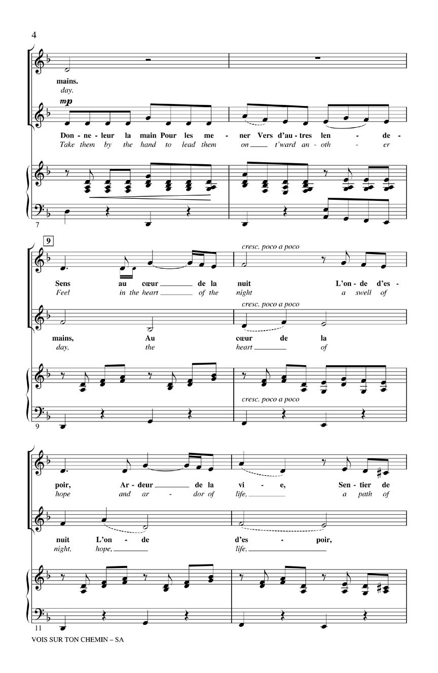 Vois Sur Ton Chemin Lyrics Deutsch Vois sur ton chemin für Kinderchor (Frauenchor) und Klavier