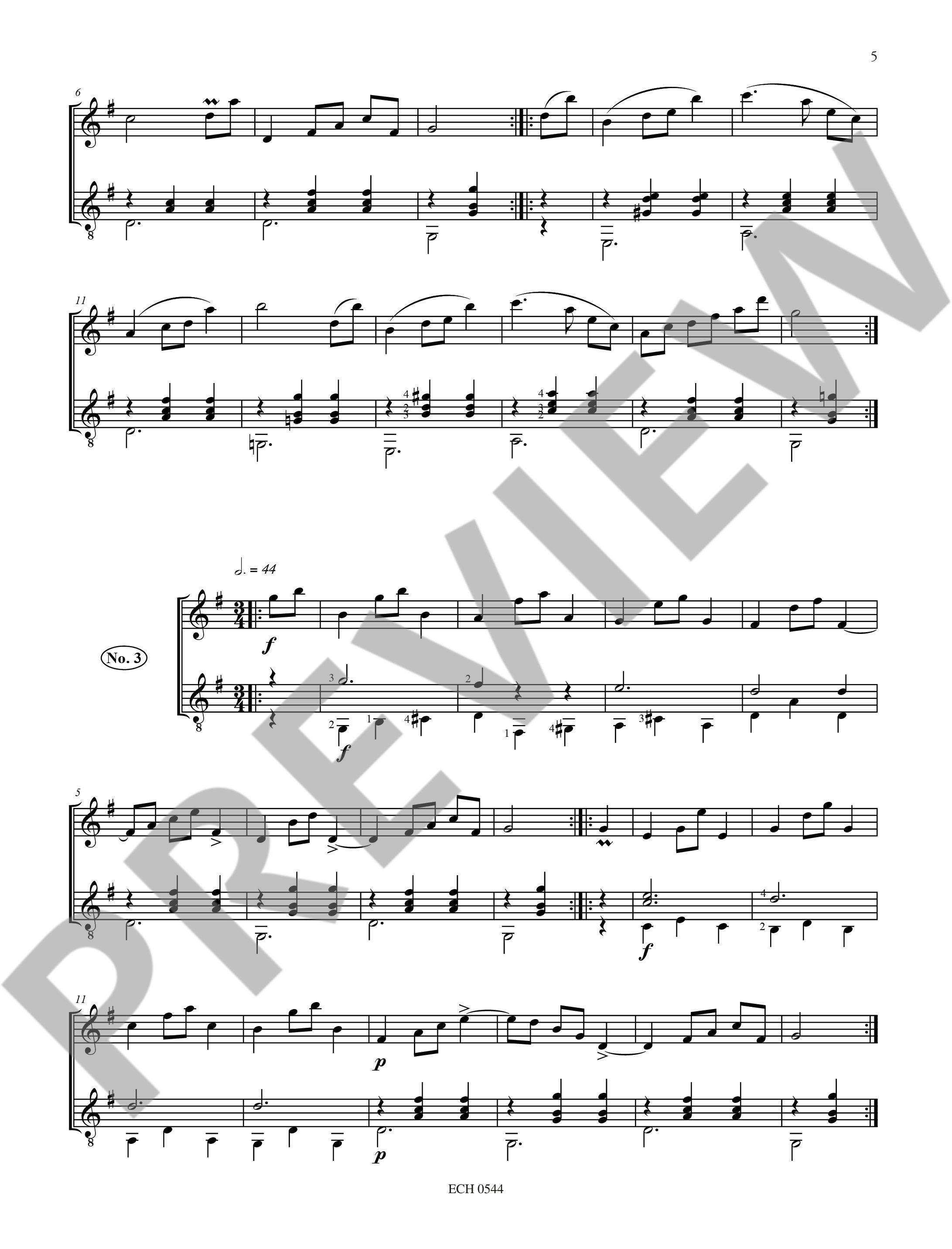 Beispielseite 2 zu 15 Originalt�nze D365 for violin (flute) and guitar score