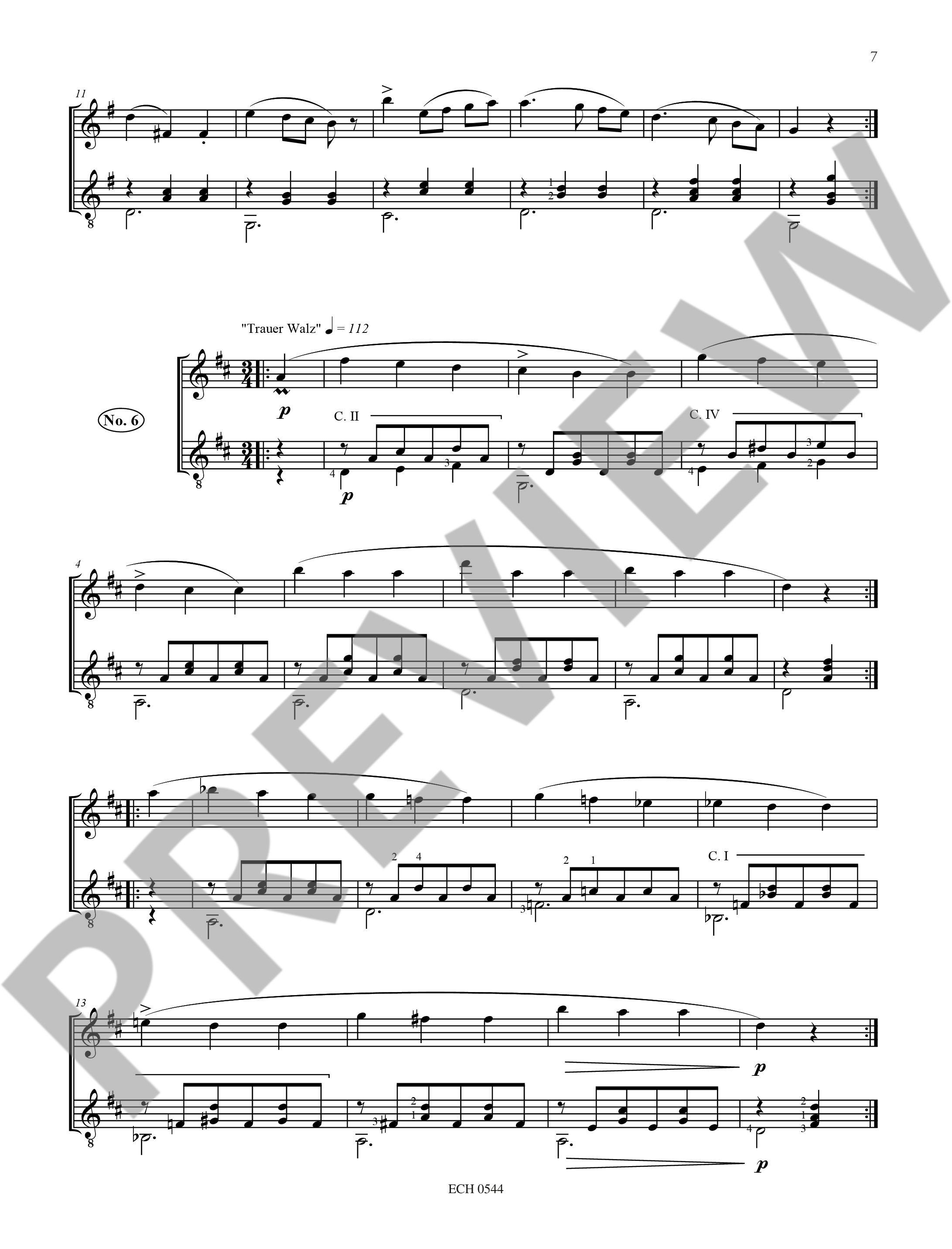 Beispielseite 4 zu 15 Originalt�nze D365 for violin (flute) and guitar score