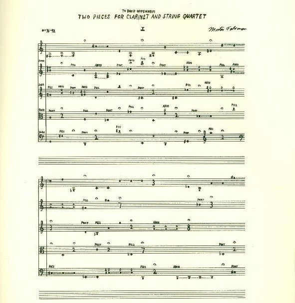 Beispielseite 1 zu 2 pieces for clarinet and string quartet (orchestra) score