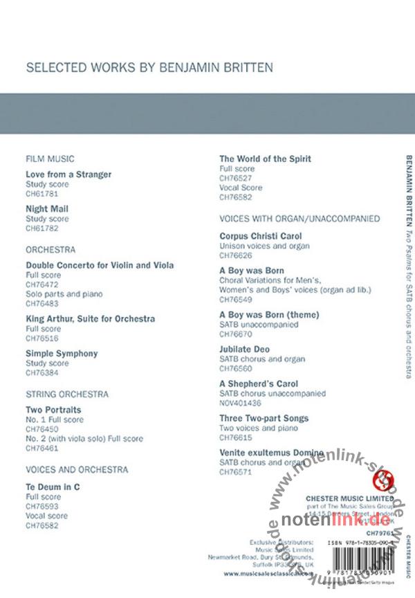 Beispielseite 1 zu 2 Psalms for mixed chorus and orchestra vocal score