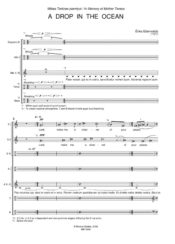 Beispielseite 1 zu A Drop in the Ocean for mixed chorus a cappella score (en)