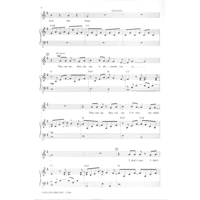 Beispielseite 1 zu A Million Dreams for 2-part chorus and piano score