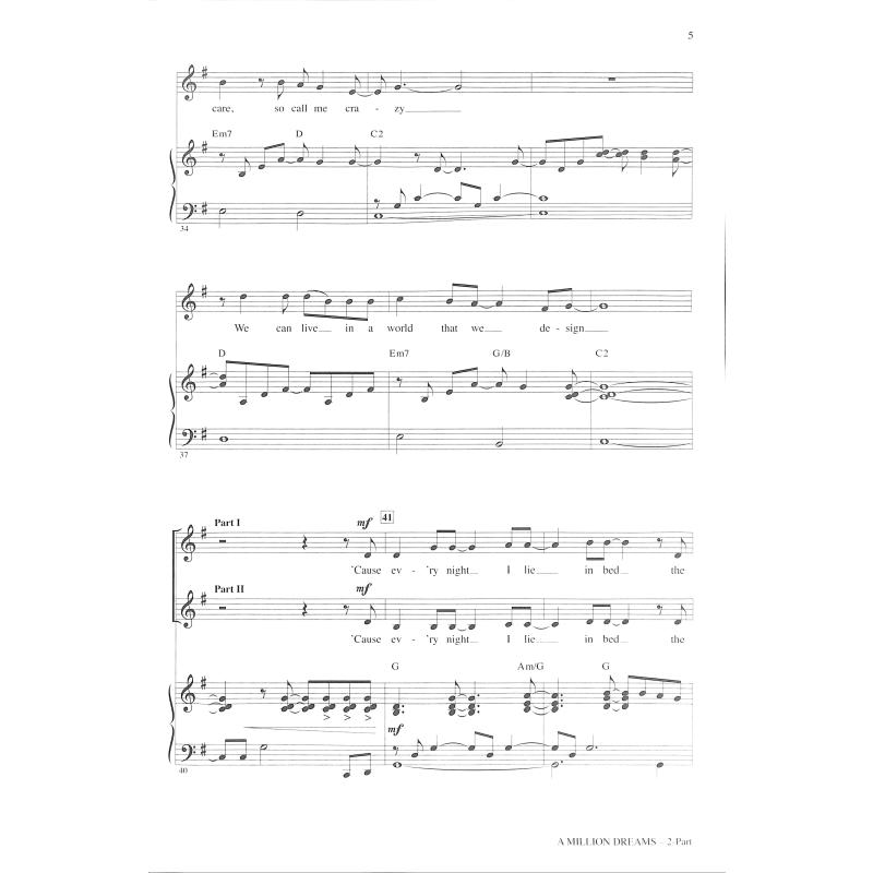 Beispielseite 2 zu A Million Dreams for 2-part chorus and piano score