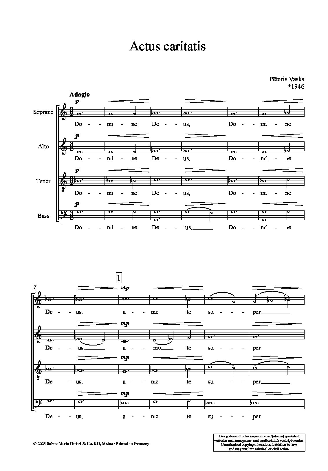 Beispielseite 2 zu Actus caritatis (2021) for mixed choir a cappella choral score