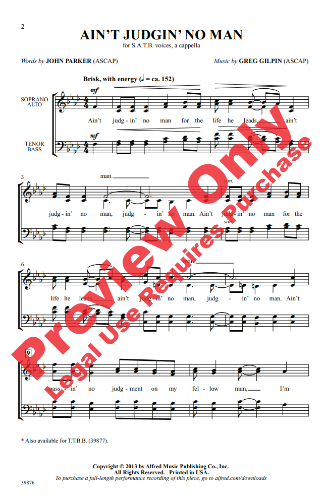 Beispielseite 1 zu Aint Judgin No Man  for mixed choir a cappella choral score