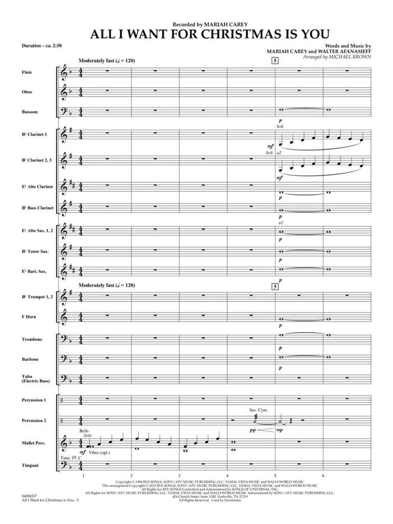 Beispielseite 2 zu All I want for Christmas is You: for concert band score and parts