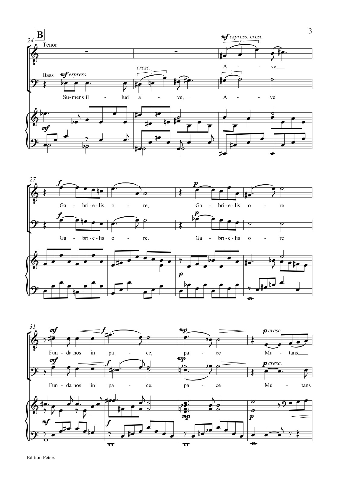 Beispielseite 3 zu Ave maris stella for mixed chorus and piano score (en)
