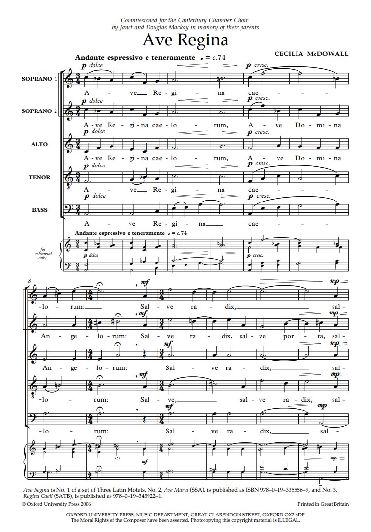 Beispielseite 1 zu Ave Regina for mixed chorus a cappella score