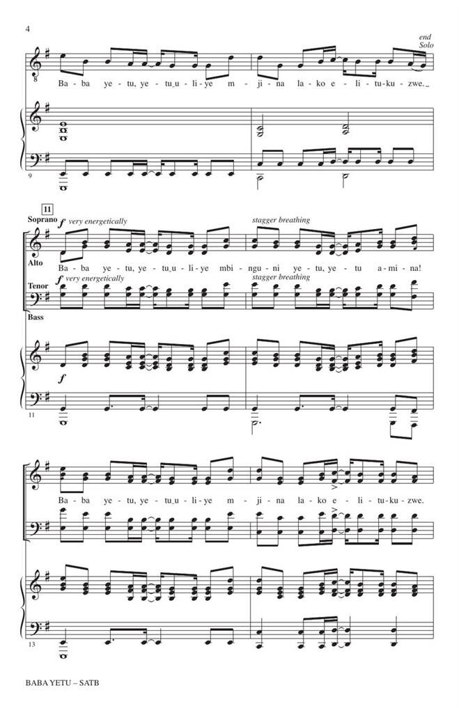 Beispielseite 2 zu Baba Yetu for soli, mixed chorus and piano chorus Score