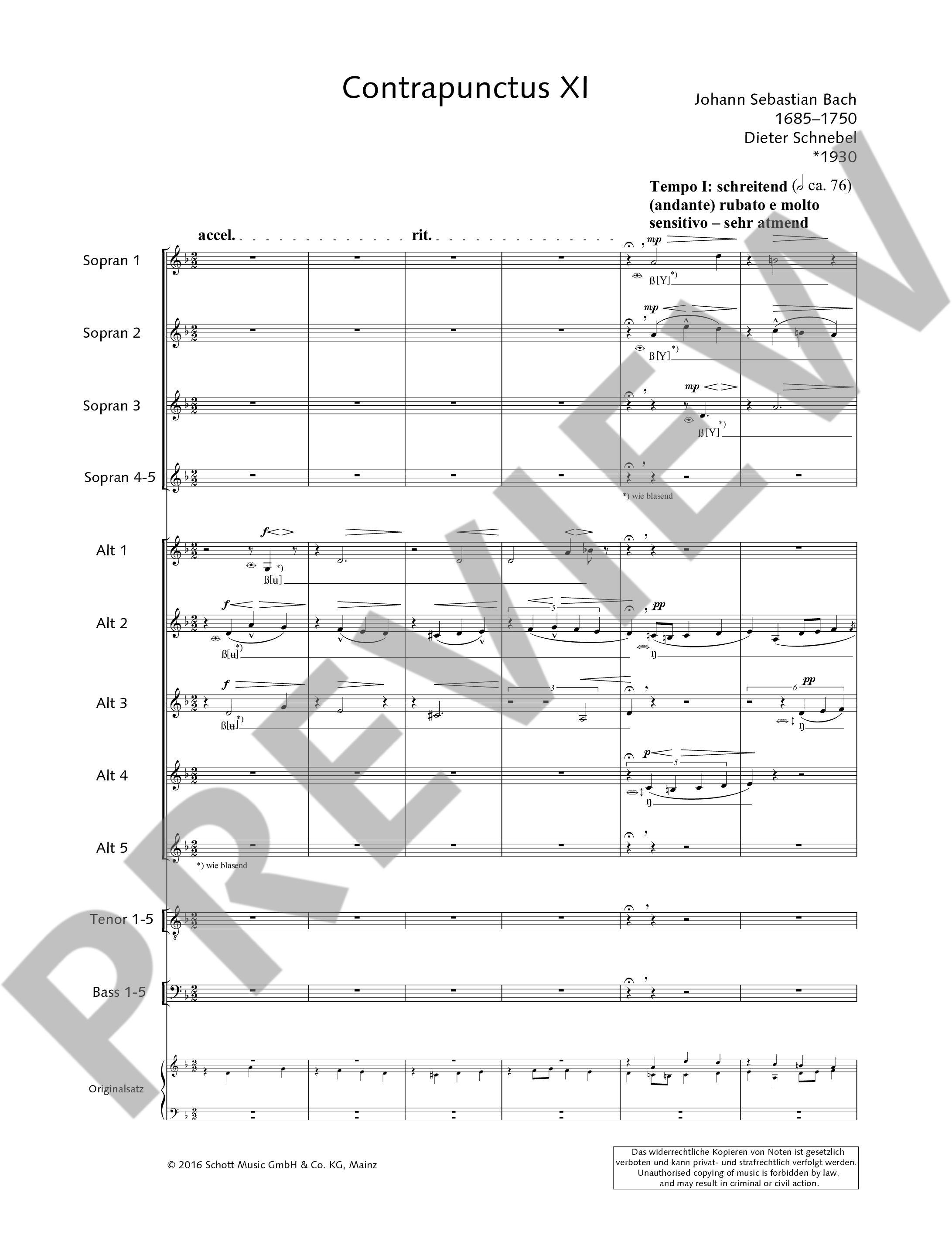 Beispielseite 1 zu Bach-Contrapuncti f�r 20 Vokalisten (5S/5A/5T/5B) Chorpartitur