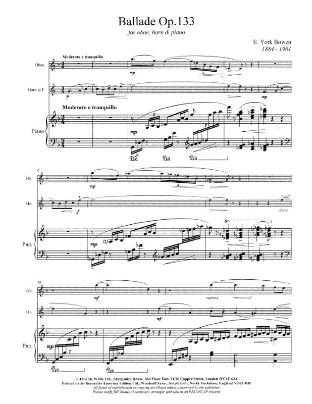 Beispielseite 1 zu Ballade op.133 for oboe, horn and piano score and parts