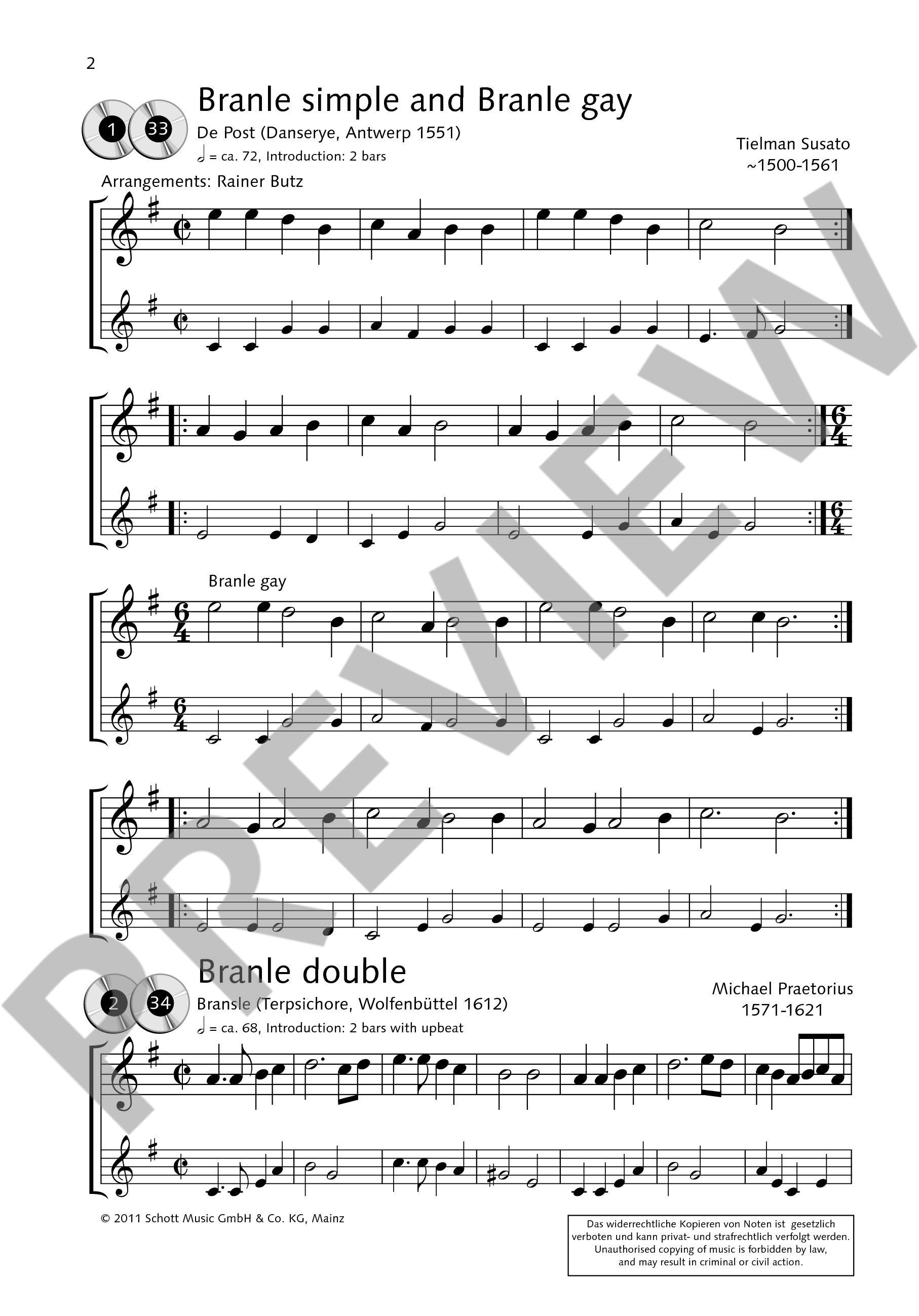 Beispielseite 1 zu Baroque Dances (+CD) for 1-2 descant recorders score (en)