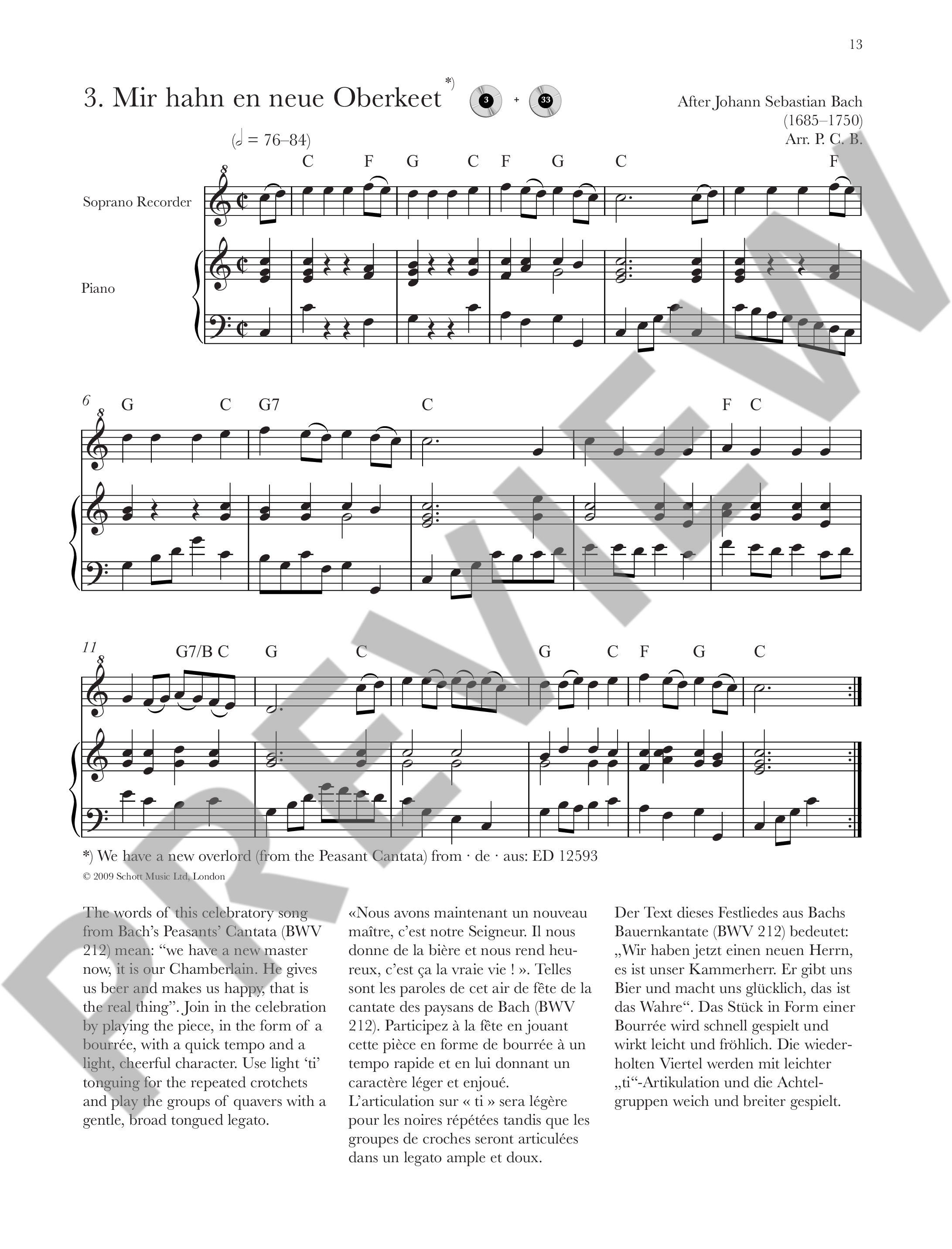 Beispielseite 3 zu Baroque Recorder Anthology vol.1 (+CD) for soprano recorder and piano (guitar ad lib)