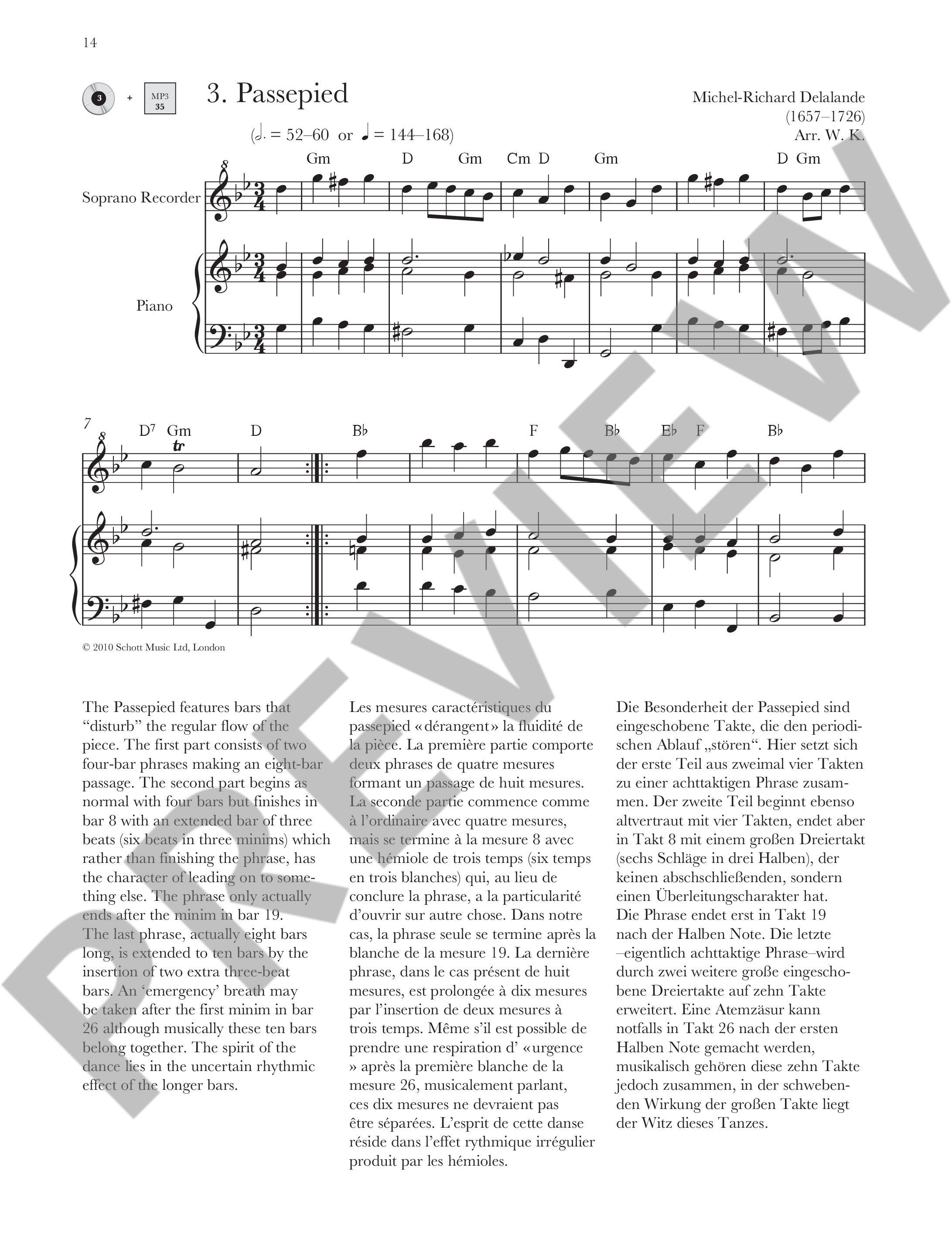 Beispielseite 3 zu Baroque Recorder Anthology vol.2 (+CD) 32 works for soprano recorder and piano (guitar)