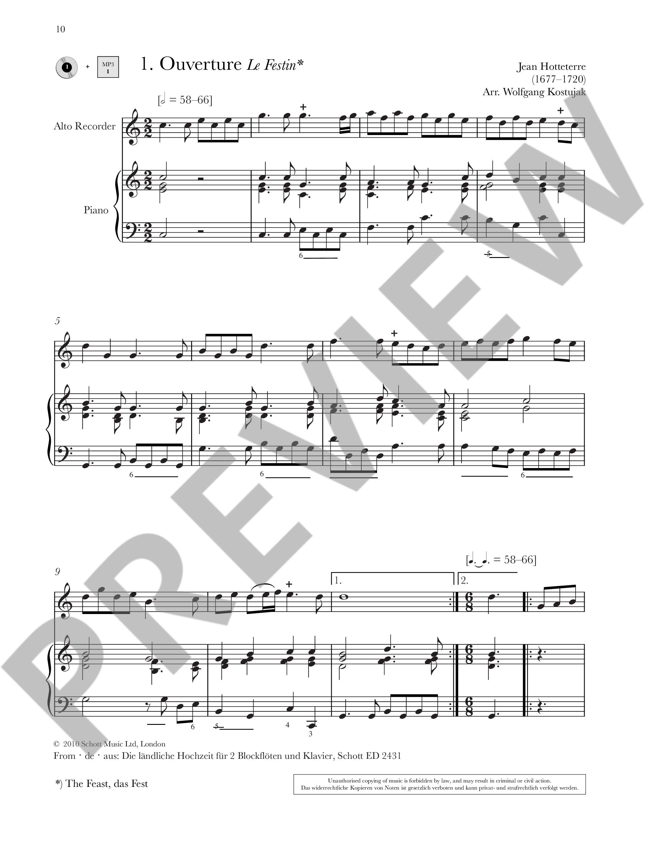 Beispielseite 1 zu Baroque Recorder Anthology vol.3 (+CD) for alto recorder and piano