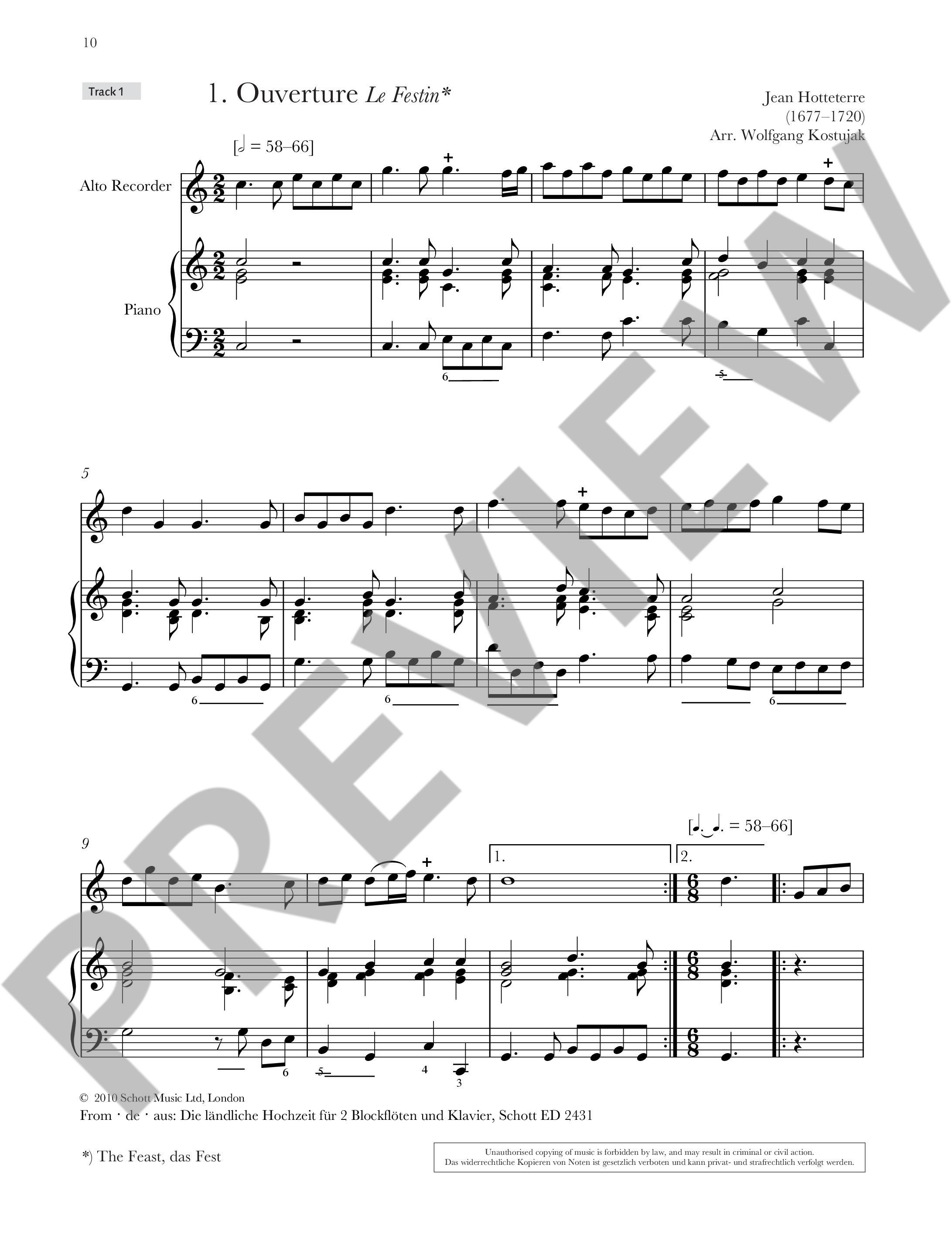 Beispielseite 1 zu Baroque Recorder Anthology vol.3 (+Online Audio) for alto recorder and piano