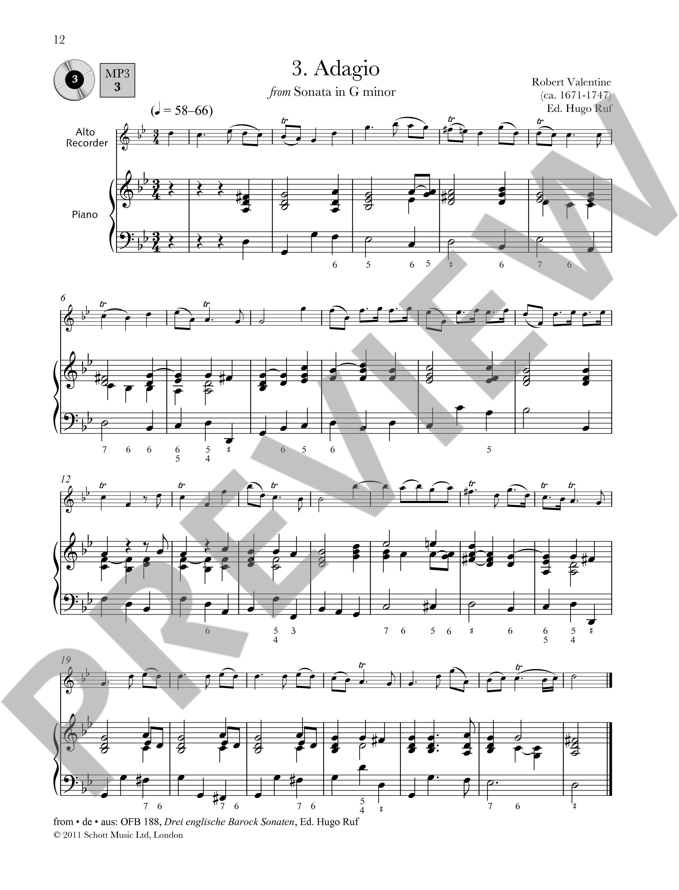 Beispielseite 4 zu Baroque Recorder Anthology vol.4 (+CD) for alto recorder and piano