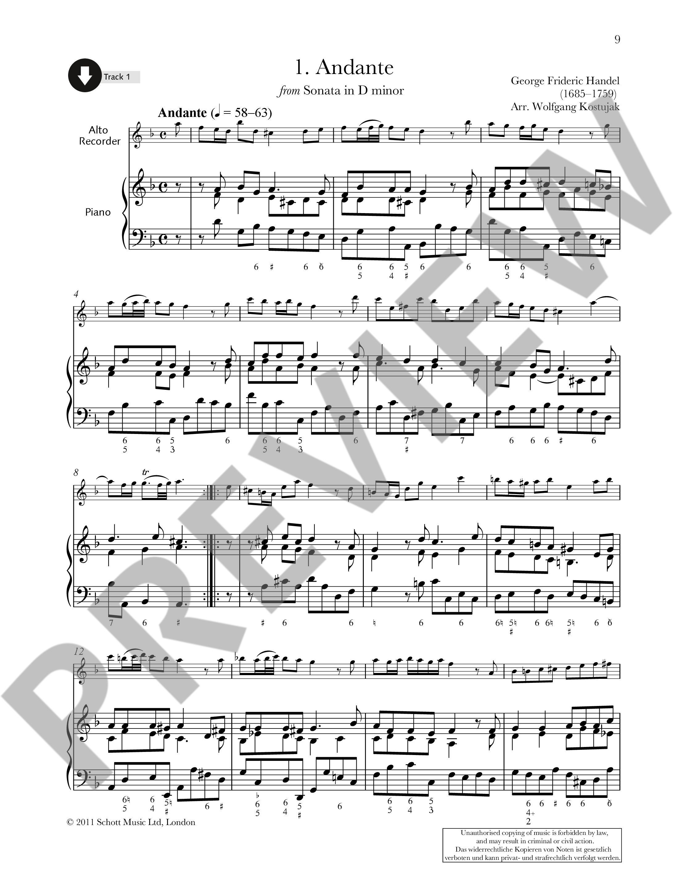 Beispielseite 1 zu Baroque Recorder Anthology vol.4 (+Online Audio) for alto recorder and piano