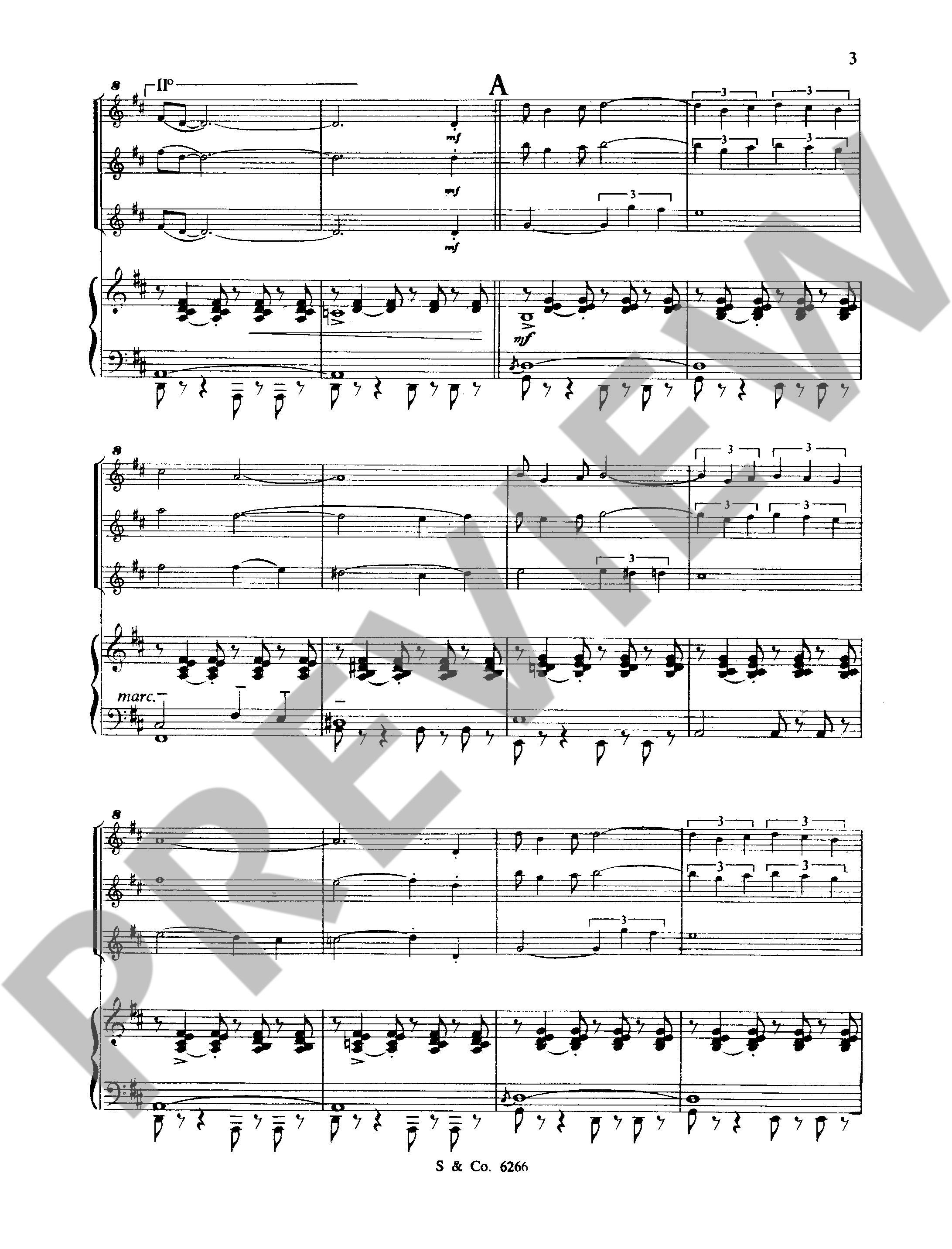 Beispielseite 2 zu Beguine for 3 recorders (SAT) and piano score and recorder score