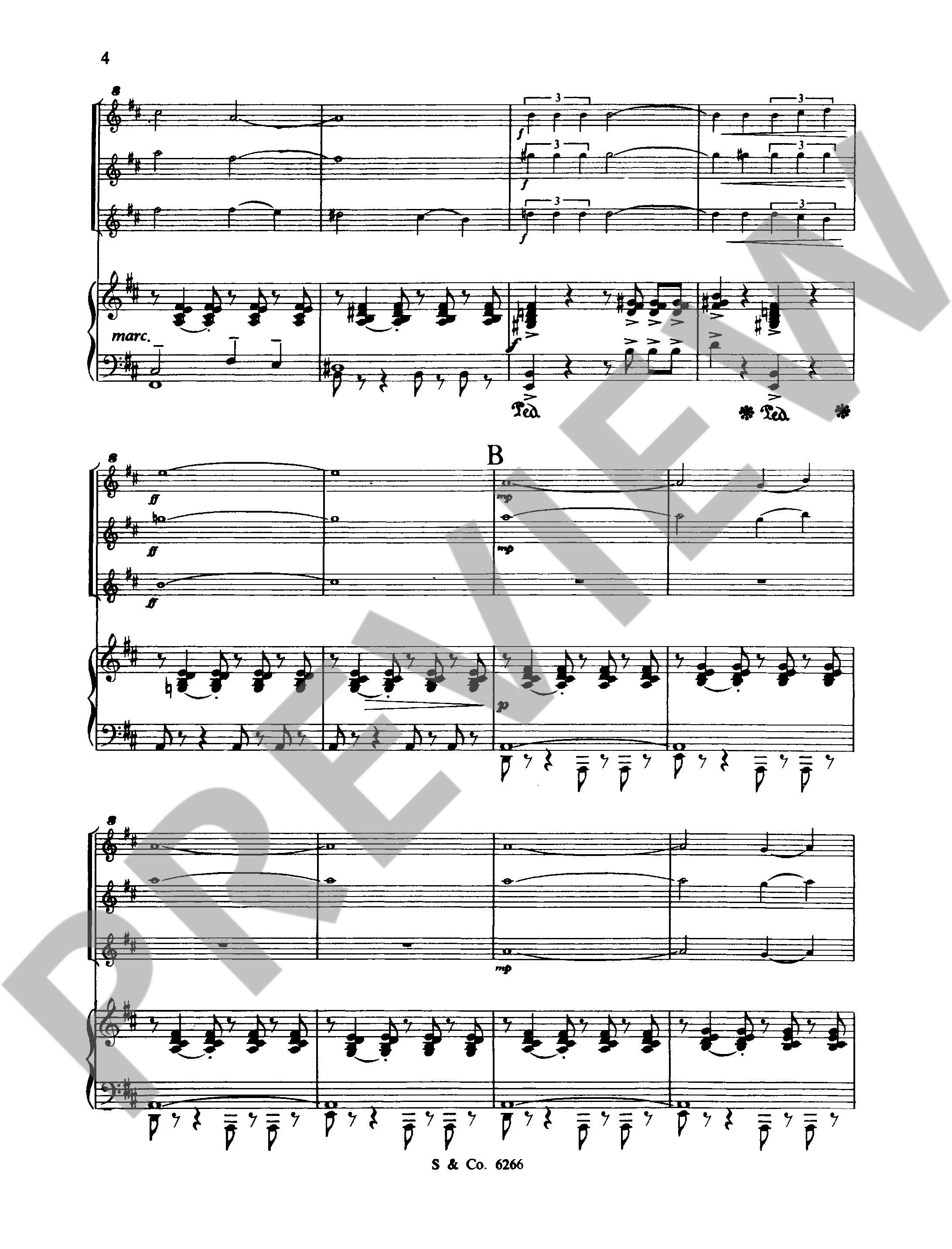Beispielseite 3 zu Beguine for 3 recorders (SAT) and piano score and recorder score