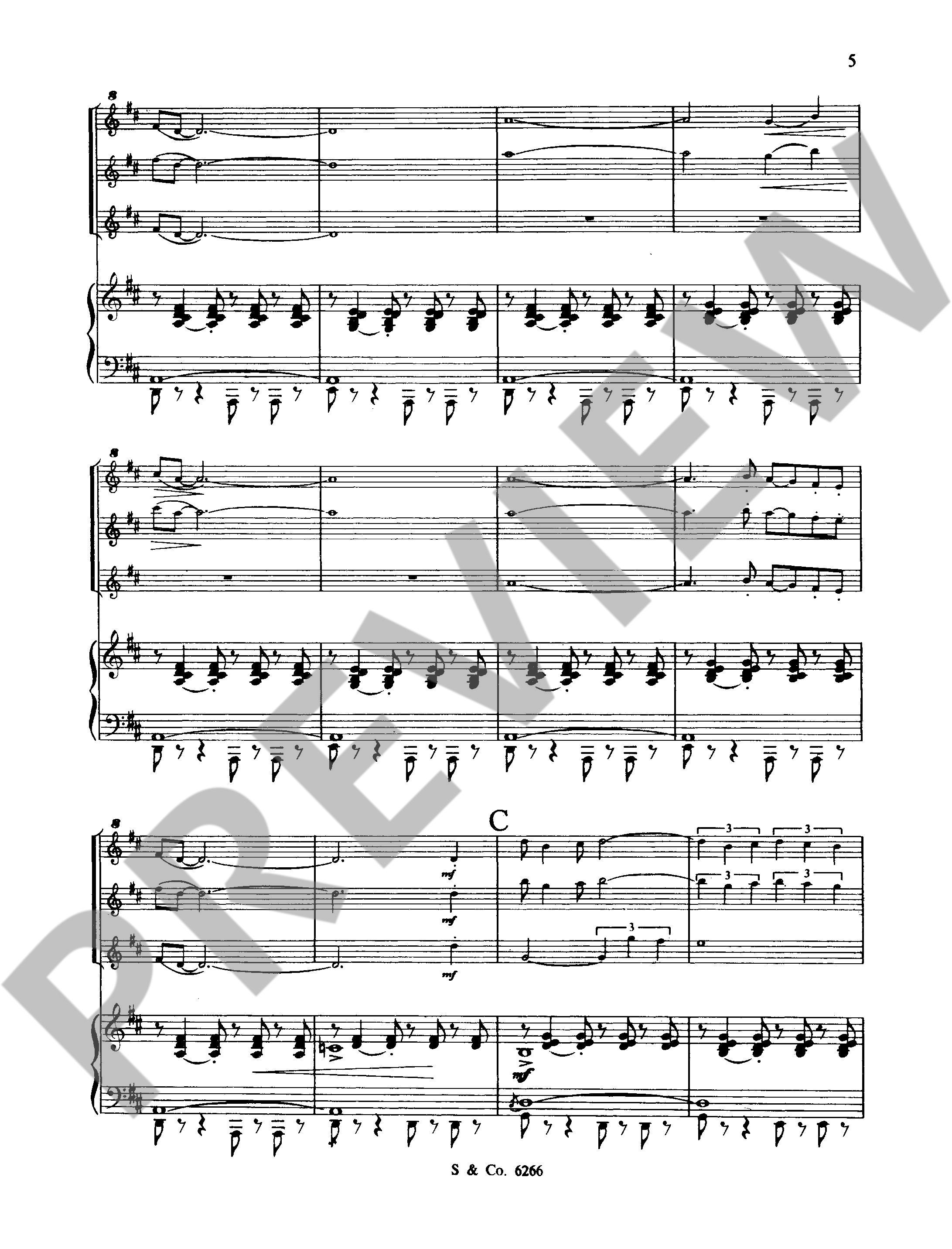Beispielseite 4 zu Beguine for 3 recorders (SAT) and piano score and recorder score