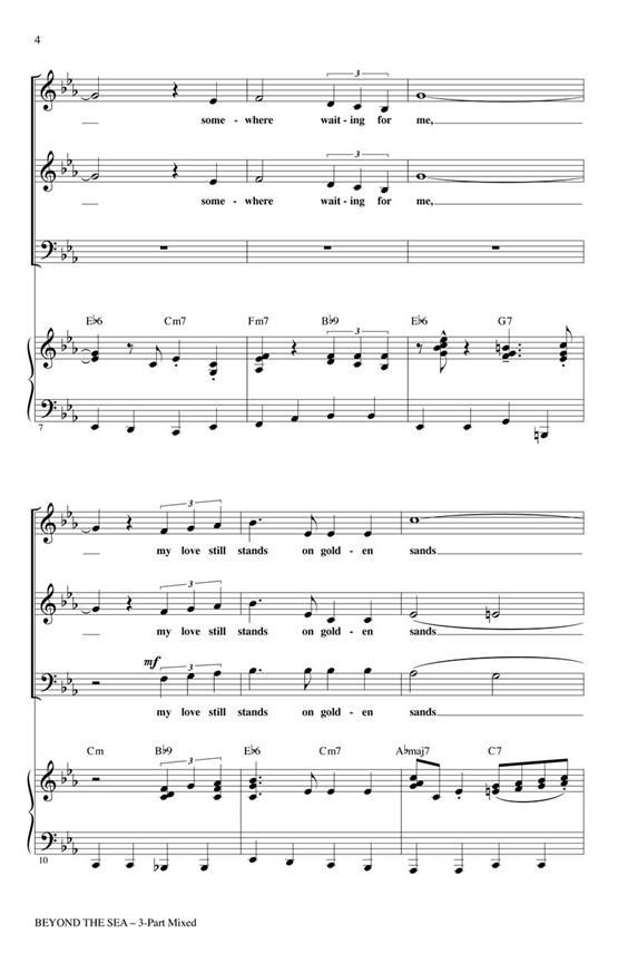 Beispielseite 2 zu Beyond the Sea for mixed chorus (SAM) and piano score (en)