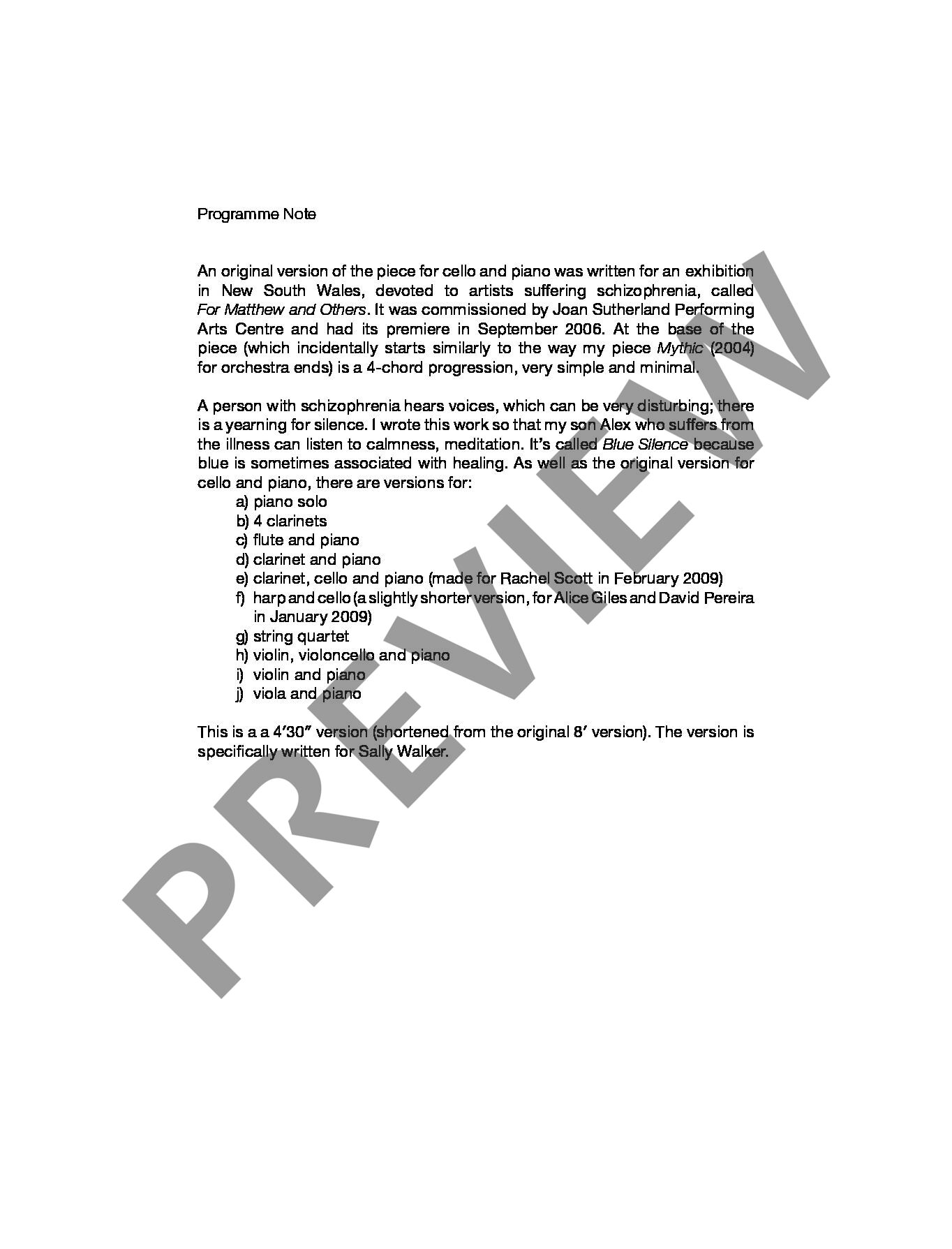 Beispielseite 2 zu Blue Silence (2006, shortened version) for flute and piano score and flute part