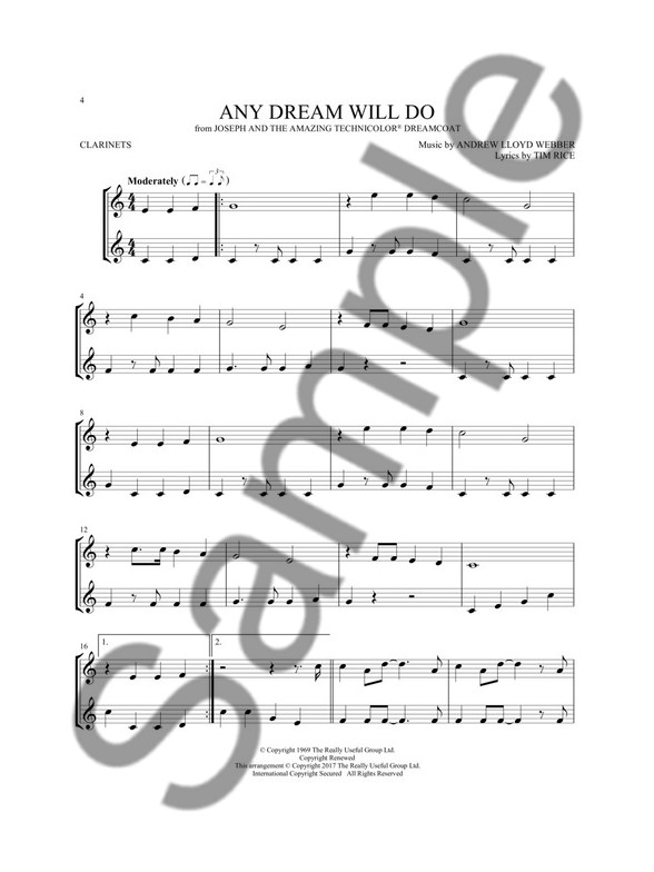 Beispielseite 1 zu Broadway Songs for two: for 2 clarinets score