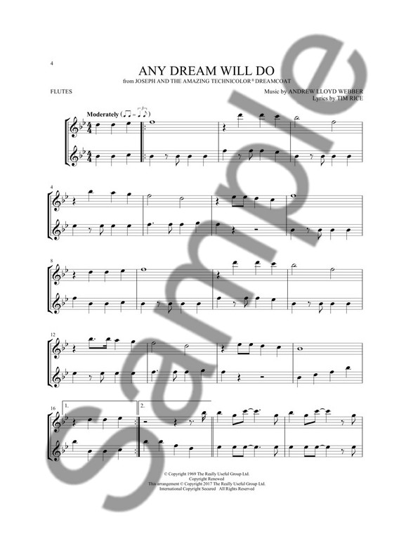 Beispielseite 1 zu Broadway Songs for two: for 2 wind instruments flute score