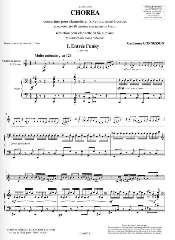 Beispielseite 1 zu Chorea pour clarinette et orchestre � cordes r�duction pour clarinette et piano