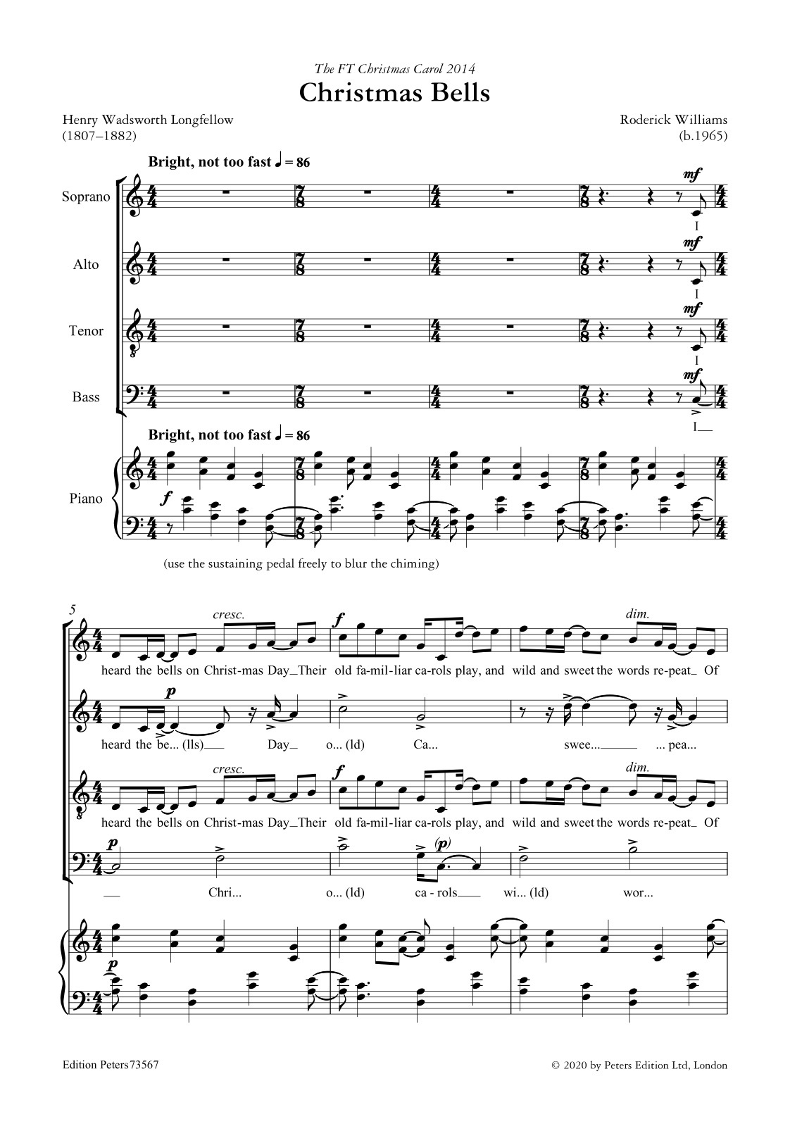 Beispielseite 2 zu Christmas Bells for mixed chorus (SATB) and piano score (en)