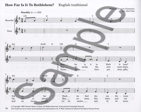 Beispielseite 1 zu Christmas Songbook for Recorder (Voice) and Piano Recorder from the Beginning
