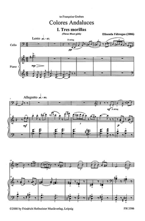 Beispielseite 1 zu Colores Andaluces f�r Violoncello und Klavier