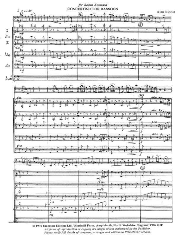 Beispielseite 1 zu Concertino for Basson and Strings for basson and piano score and parts