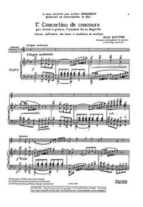 Beispielseite 1 zu Concertino for cornet or trumpet with piano accompaniment 