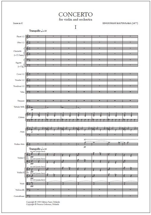 Beispielseite 1 zu Concerto for violin and orchestra study score