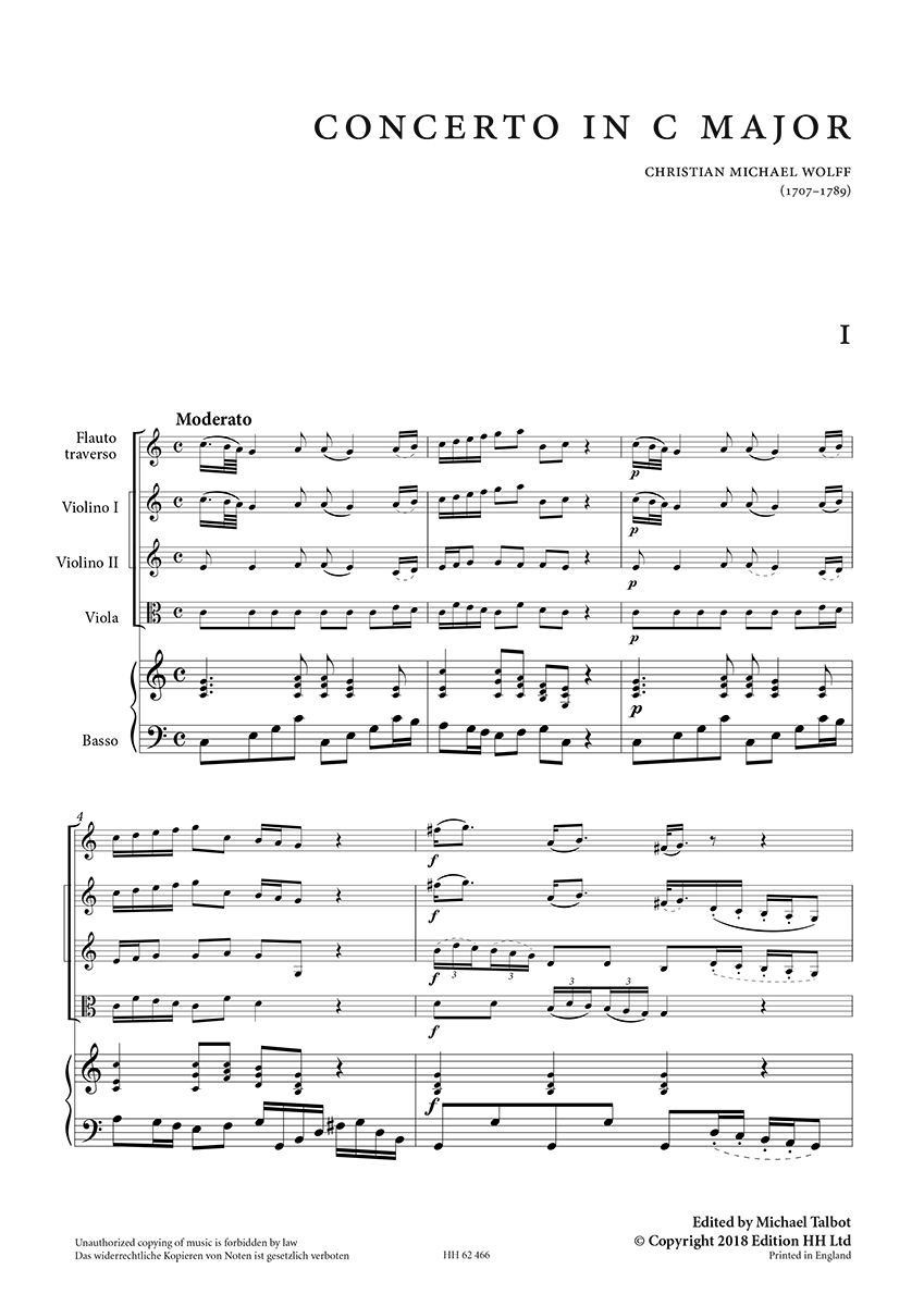 Beispielseite 1 zu Concerto in C-major for flute and keyboard score