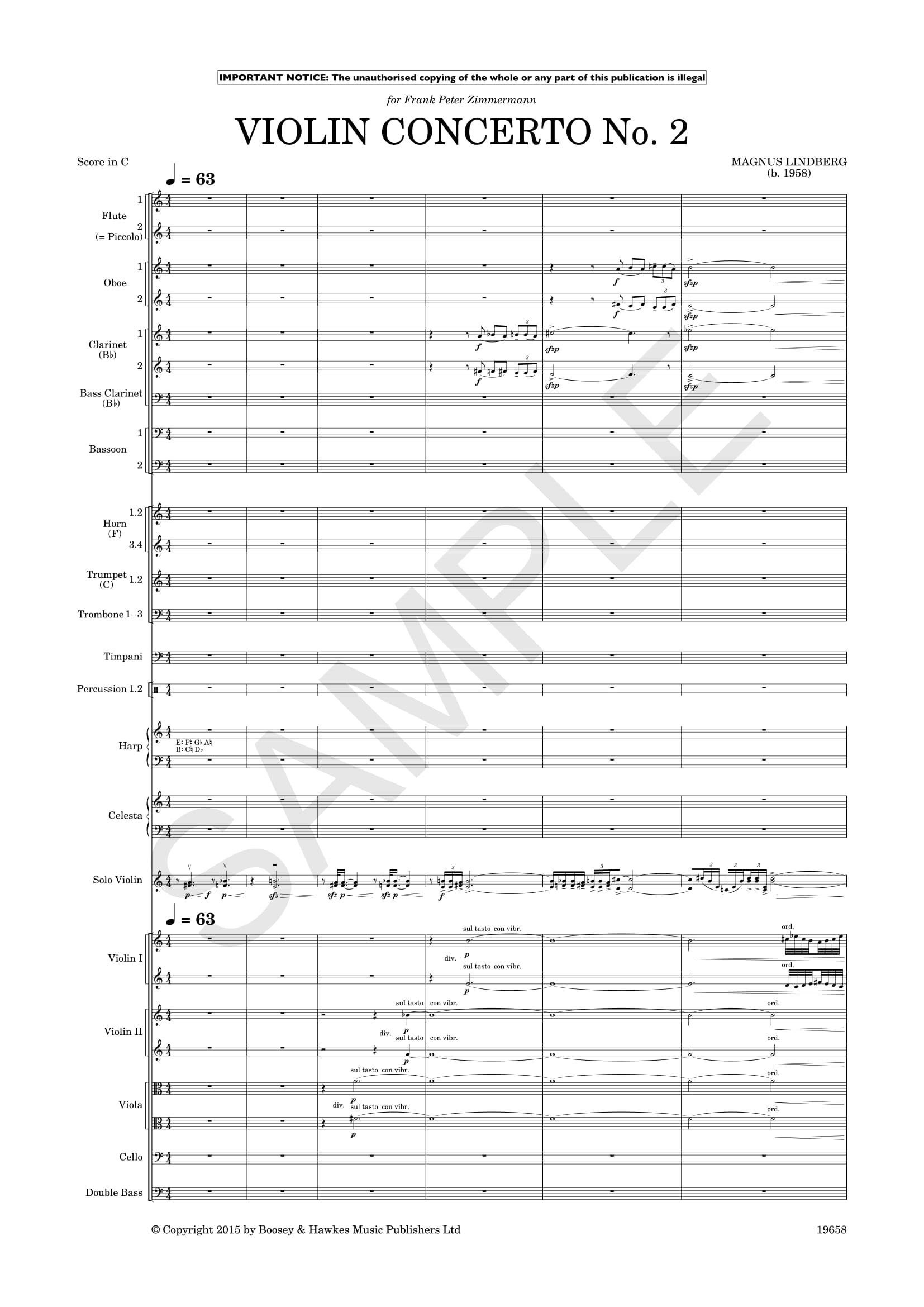Beispielseite 1 zu Concerto no.2 for violin and orchestra study score