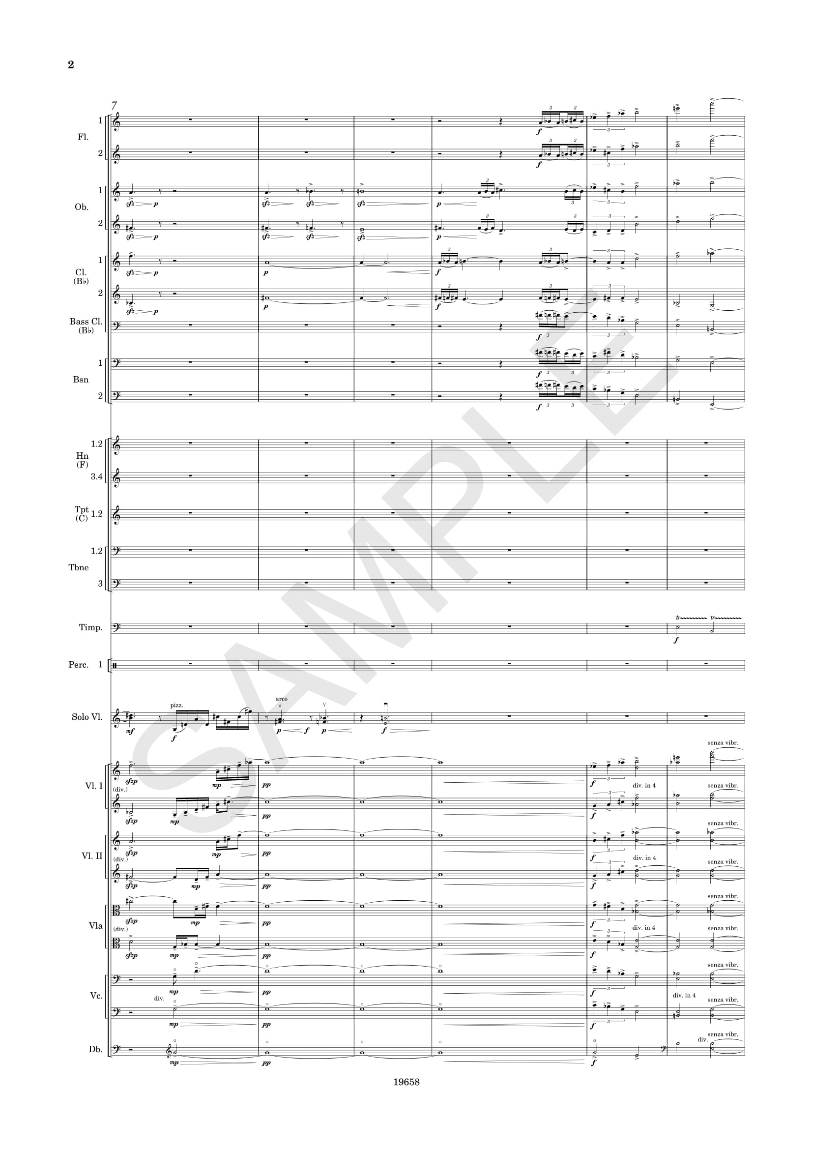 Beispielseite 2 zu Concerto no.2 for violin and orchestra study score