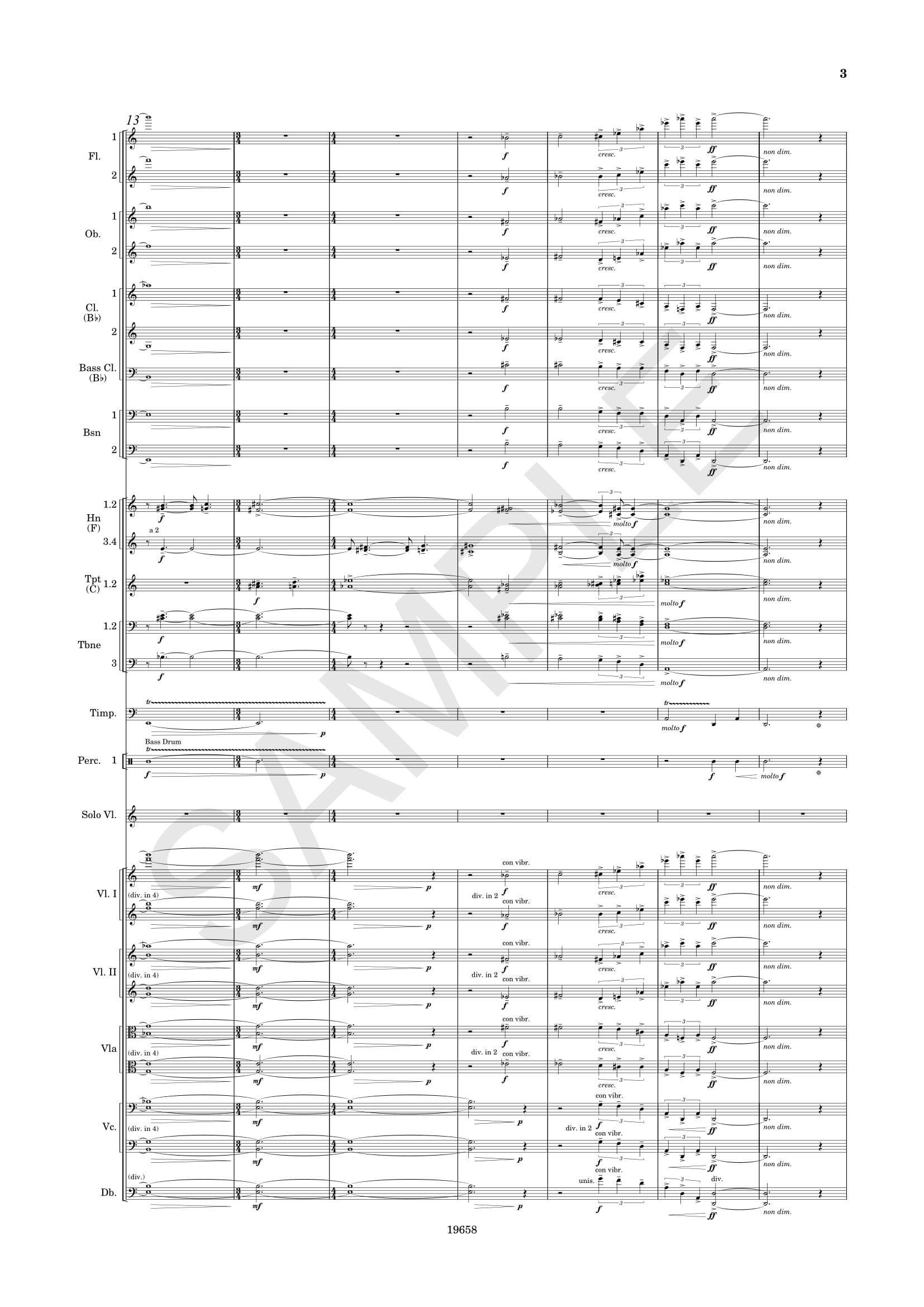 Beispielseite 3 zu Concerto no.2 for violin and orchestra study score