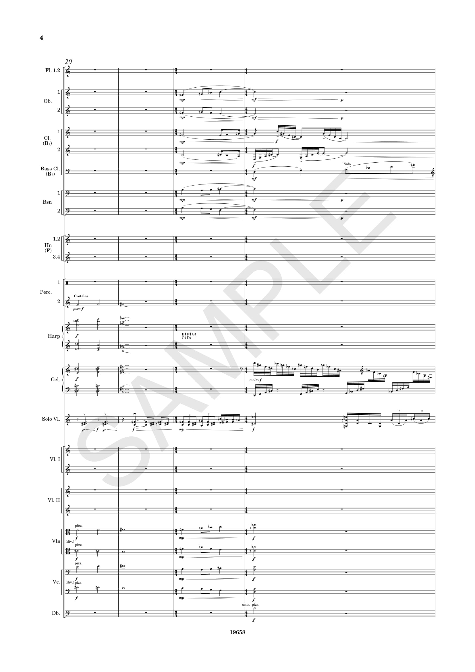 Beispielseite 4 zu Concerto no.2 for violin and orchestra study score