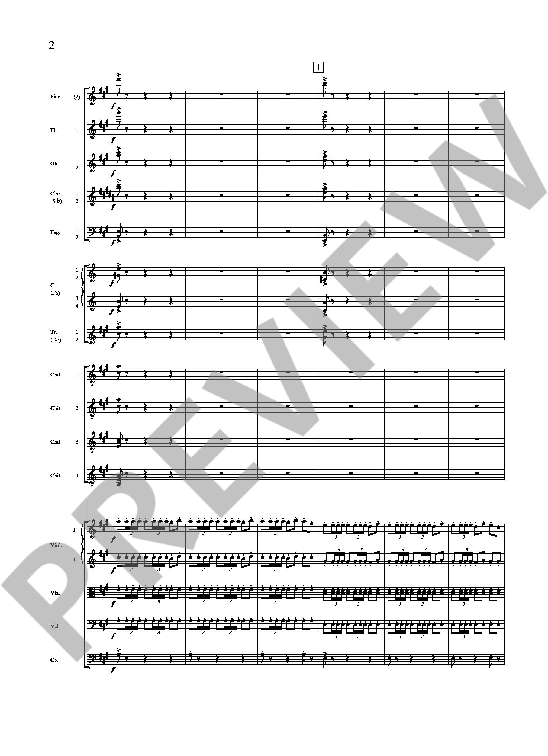 Beispielseite 2 zu Concierto andaluz for 4 guitars and orchestra study score