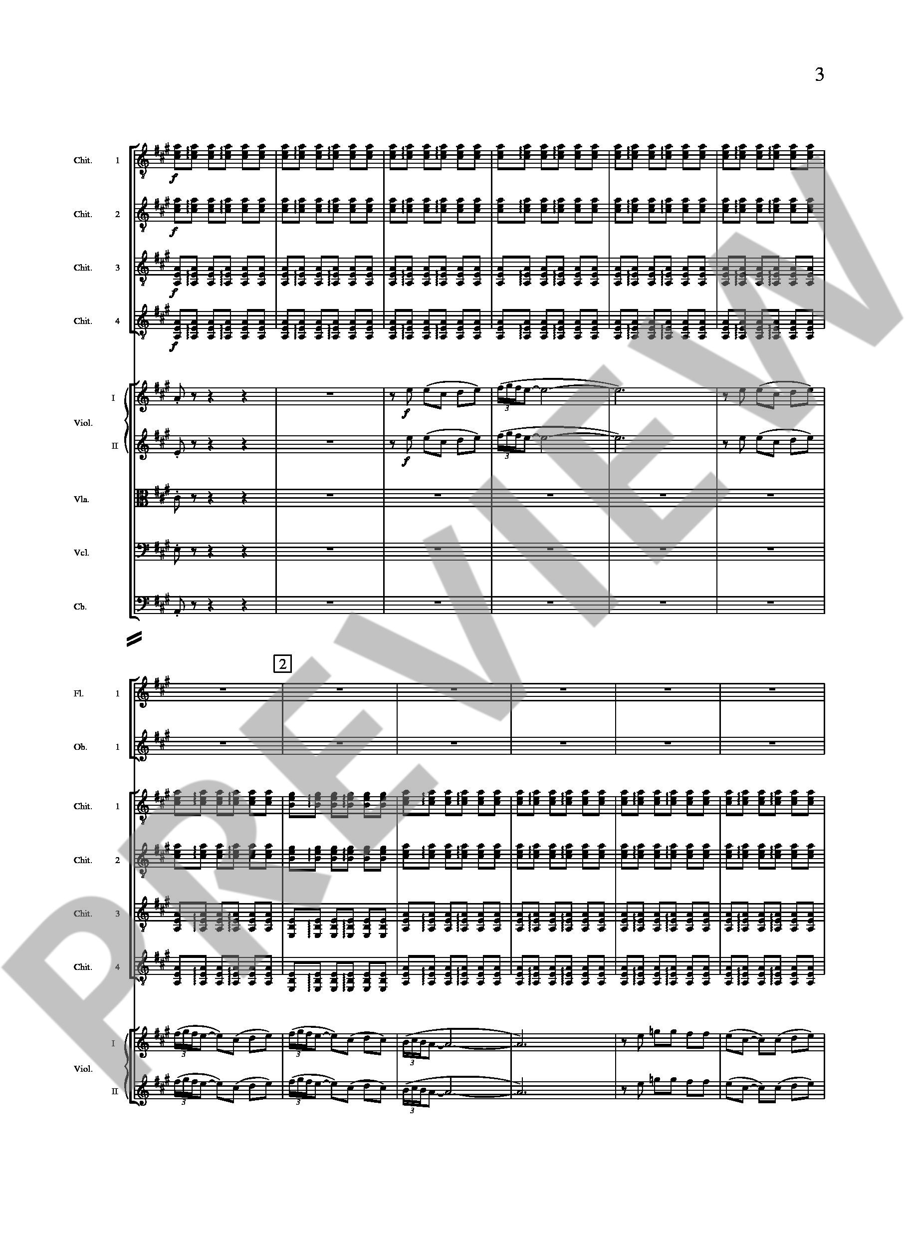 Beispielseite 3 zu Concierto andaluz for 4 guitars and orchestra study score